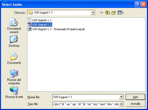 Calibre 3 scegli file pdf